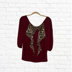 Marron top with cheetah detail